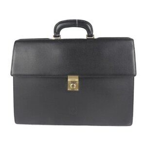 Loewe Briefcase Business Bag 13-50.70.002-1579 Leather Black Gold Hardware